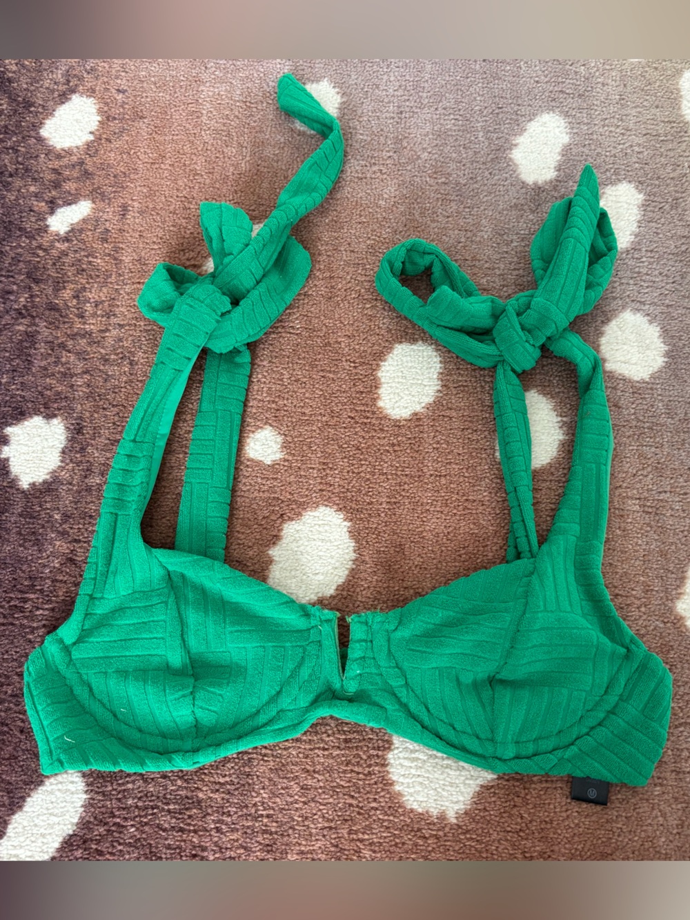Beach Riot Green Textured Tie-Back Bikini Top